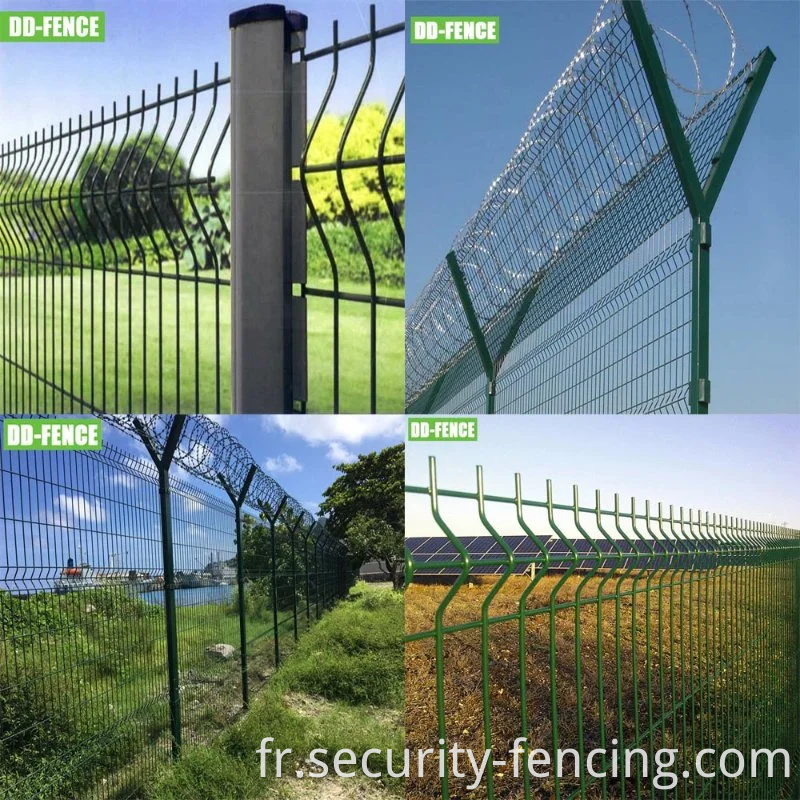 PVC Galvanisé en acier galvanisé PVC recouvert 3d V Fendoué Walle Curvy Mail Mesh Panel Fence for Garden Farm